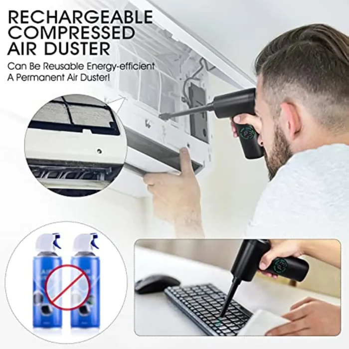 7500mAh Portable Compressed Air Duster 2 in 1 Air Blower Vacuum Cleaner Cordless Duster Blower for 2